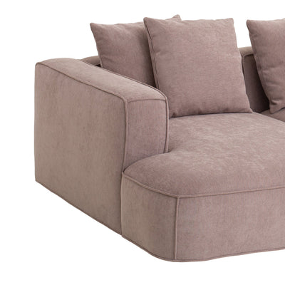 2 Seater Right Chaise Fabric Sofa - Latte