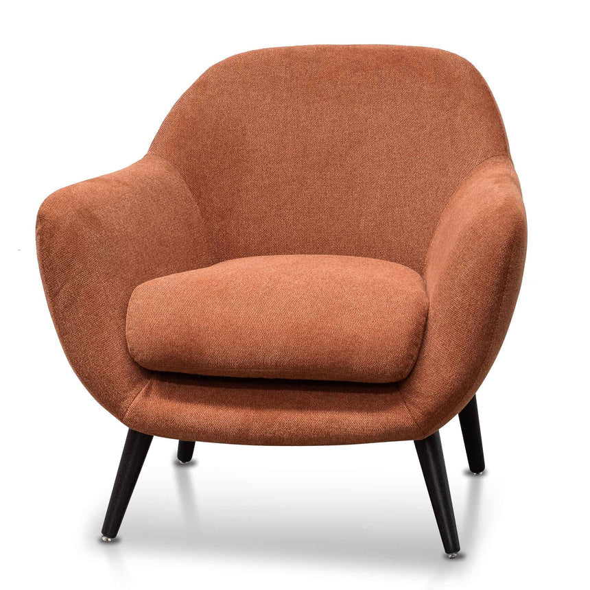 Fabric Armchair - Burnt Orange with Black Legs