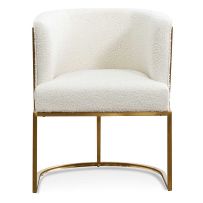 Ivory White Boucle Lounge Chair - Brushed Gold