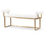 Ivory White Boucle Bench - Brushed Gold Base