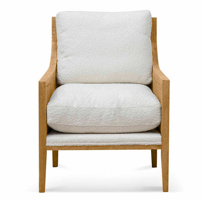 Rattan Arm Chair - Ivory White Boucle