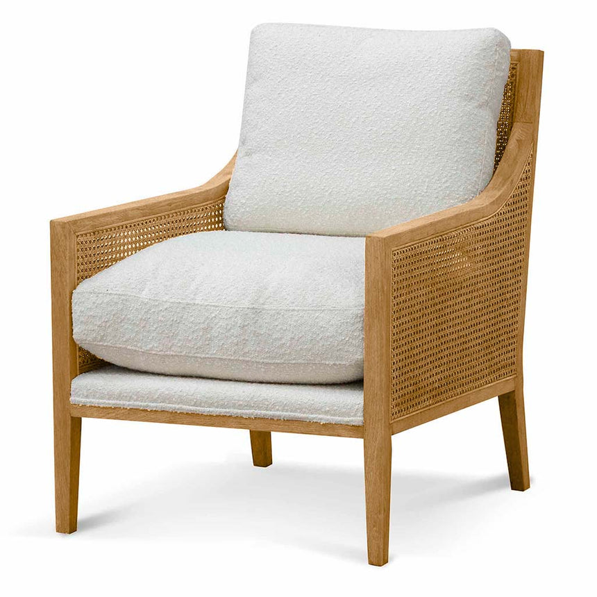 Rattan Arm Chair - Ivory White Boucle