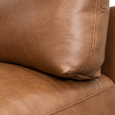 4 Seater Left Chaise Leather Sofa - Caramel Brown