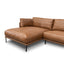 4 Seater Left Chaise Leather Sofa - Caramel Brown