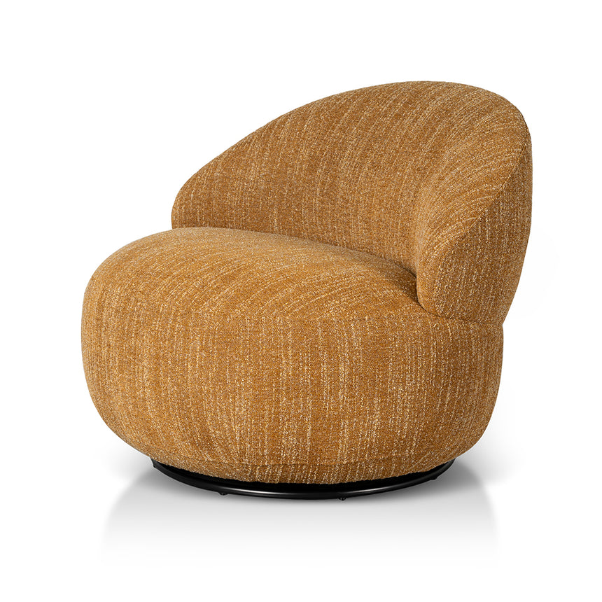 O Swivel Fabric Lounge Chair - Ginger Brown