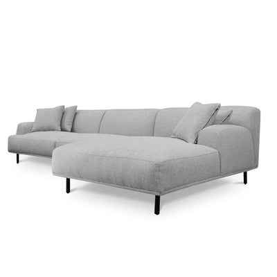 3 Seater Right Chaise Fabric Sofa - Sterling Sand