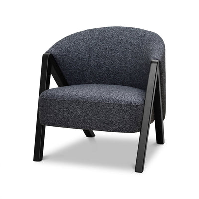 Fabric Armchair - Dark Grey Fleck - Black Oak