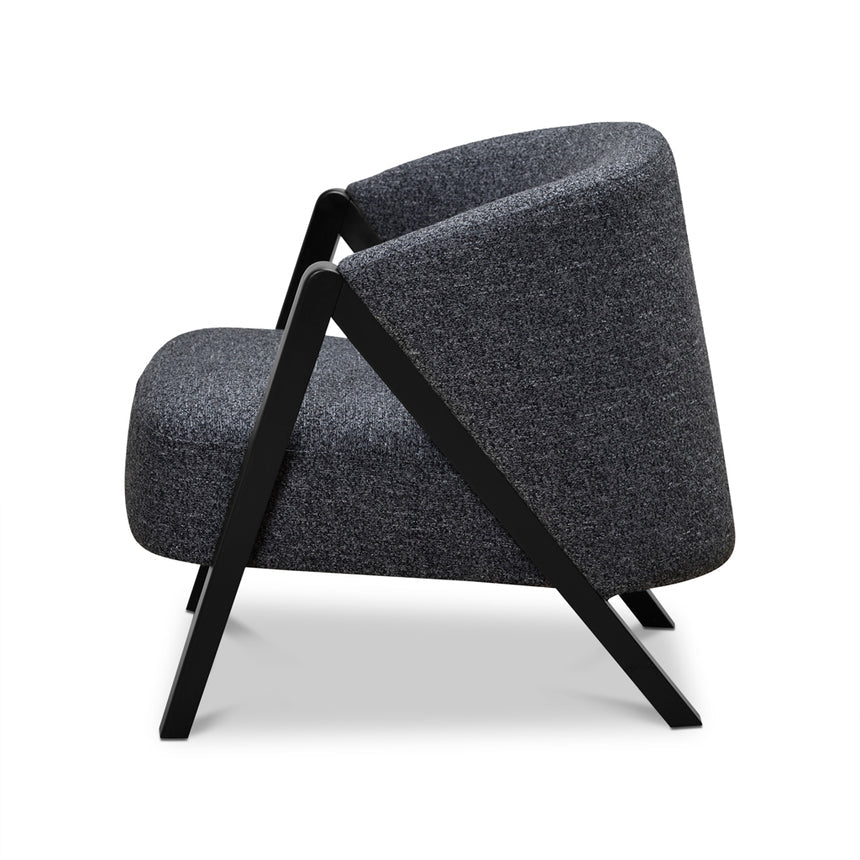 Fabric Armchair - Dark Grey Fleck - Black Oak