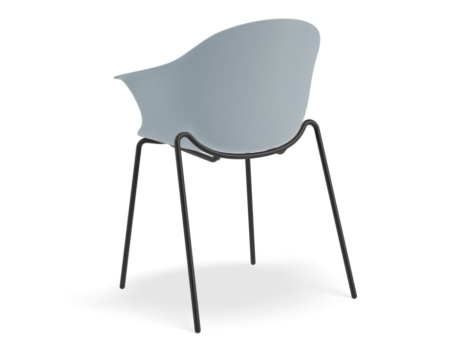 Pebble Armchair Pale Blue with Shell Seat - Sled Base with White Legs