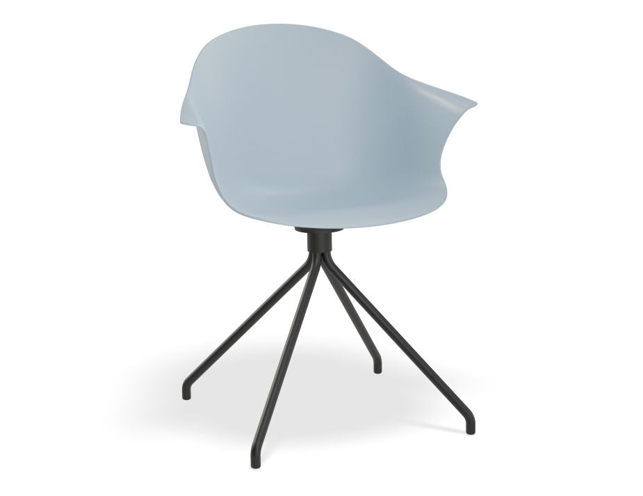 Pebble Armchair Pale Blue with Shell Seat - 4 Post Base with White Legs