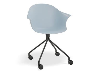 Pebble Armchair Pale Blue with Shell Seat - Swivel Base with Castors