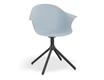 Pebble Armchair Pale Blue with Shell Seat - 4 Post Base with White Legs