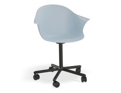 Pebble Armchair Pale Blue with Shell Seat - 4 Post Base with White Legs