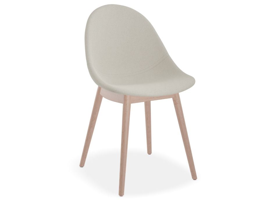 Pebble Fabric Light Grey Upholstered Chair - Natural Beechwood Base