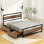 Bed Frame Queen Size Metal Frame with 2 Drawers DREW