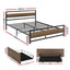 Bed Frame Queen Size Metal Frame with 2 Drawers DREW