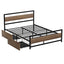 Bed Frame Queen Size Metal Frame with 2 Drawers DREW