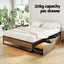 Bed Frame Metal Frame Queen Size Bed Base 2 Drawers OSLO