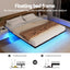 King Bed Frame,Floating Metal Bed Frame with Smart LED Lights - Sturdy Metal Platform Bed Base, Silent Design, Tool-Free Assembly, 300KG Capacity for Home/Hotel/Master BedroomÃƒÂ¢Ã¢â€šÂ¬Ã¢â‚¬Â¹