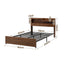 Artiss Double Bed Frame Metal with Charging Station LED Light Storage Shelf