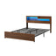 Artiss King Bed Frame Metal with Charging Station LED Light Storage Shelf