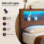 Artiss Queen Bed Frame Metal with Charging Station LED Light Storage Shelf