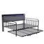Bed Frame Double LED Metal Trundle Daybed with Charging Station TURN