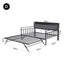 Bed Frame Double LED Metal Trundle Daybed with Charging Station TURN