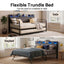 Bed Frame Double LED Metal Trundle Daybed with Charging Station TURN