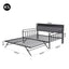 Bed Frame King Single LED Metal Trundle Daybed with Charging Station TURN