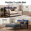 Bed Frame King Single LED Metal Trundle Daybed with Charging Station TURN