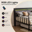 Bed Frame King Single LED Metal Trundle Daybed with Charging Station TURN