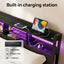 Bed Frame Double with Charging Station Storage Organizer Drawers LED ZAC
