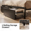 Bed Frame King with Charging Station Storage Organizer Drawers LED ZAC