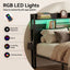 Bed Frame Queen with Charging Station Storage Organizer Drawers LED ZAC