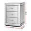 Artiss Bedside Table 3 Drawers Mirrored X2 - PRESIA Silver