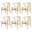 1 Set of 6 Artiss Dining Chairs Wooden Rattan Seat Wishbone Back