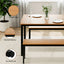 Artiss Dining Table and Chairs Set 3PCS Kitchen Metal Desk Bench Natural Oak