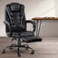 2 Point Massage Office Chair PU Leather Footrest Black