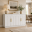 Modern White Sideboard Buffet Cabinet White Bedside Table with USB Charging Station