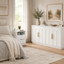 Modern White Sideboard Buffet Cabinet White Bedside Table with USB Charging Station