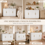 Modern White Sideboard Buffet Cabinet White Bedside Table with USB Charging Station
