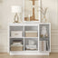 Modern White Storage Cabinet Set – LED Display Bookshelf & Sideboard Buffet for Living Room