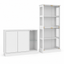 Modern White Storage Cabinet Set – LED Display Bookshelf & Sideboard Buffet for Living Room