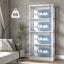 Modern White Storage Cabinet Set – LED Display Bookshelf & Sideboard Buffet for Living Room
