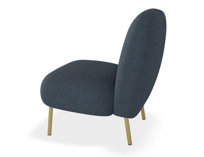 Moulon Lounge Chair - Midnight Blue - Brushed Matt Bronze Legs