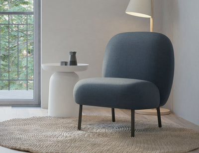 Moulon Lounge Chair - Midnight Blue - Matt Black Legs