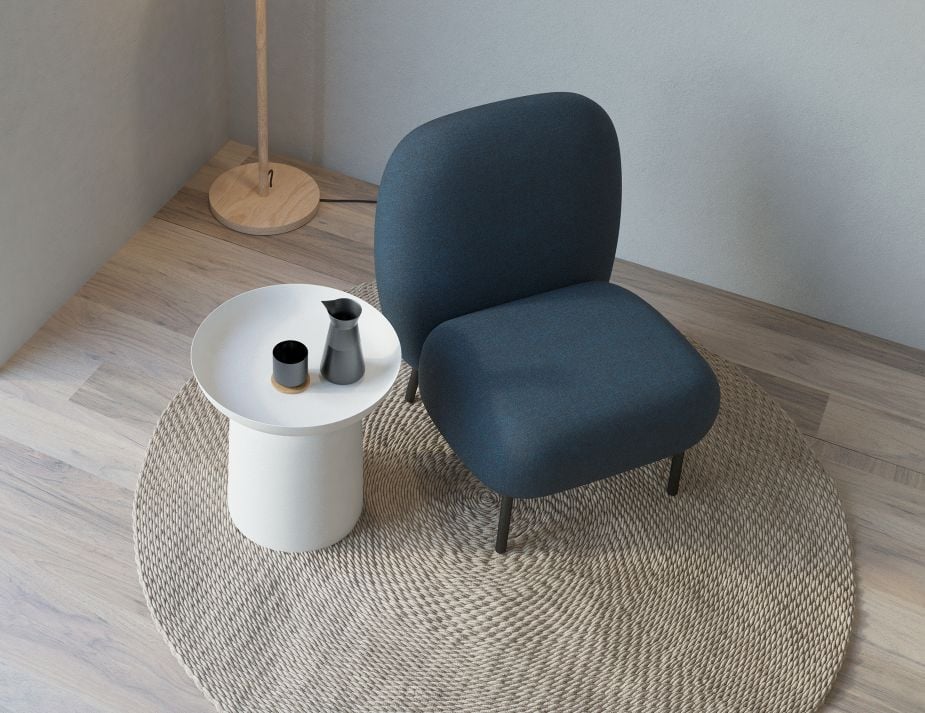 Moulon Lounge Chair - Midnight Blue - Brushed Matt Bronze Legs