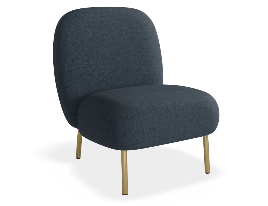 Moulon Lounge Chair - Midnight Blue - Brushed Matt Gold Legs