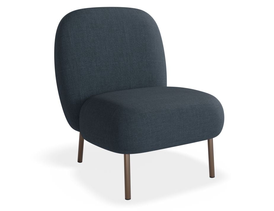 Moulon Lounge Chair - Midnight Blue - Brushed Matt Bronze Legs